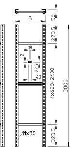 купить Лоток лестничный 500х50 L3000 сталь SLM 50 C40 5 FT 3000 FS гор. оцинк. OBO 6010490