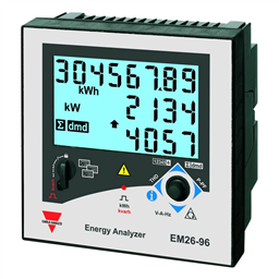 купить EM2696AV63HO3XXPFA Carlo Gavazzi Three-phase energy analyzer with built-in configuration joystick and LCD data displaying, 3 open collector type (mixed combination of pulse, alarm and/or remote output),  Certified according to MID Directive