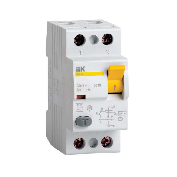 купить Выключатель дифференциального тока (УЗО) 2п 32А 100мА тип AC ВД1-63 ИЭК MDV10-2-032-100