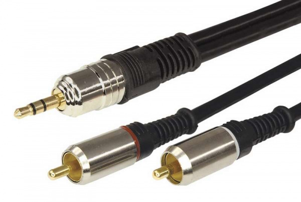 купить Шнур 3.5 Stereo Plug - 2RCA Plug 10м (GOLD) металл (PL-3531) Rexant 17-4227