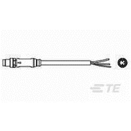 купить 1-2273004-1 TE Connectivity M8 Cable Assembly Single-Ended Male Straight / 1500 mm PVC Cable, 3 wire / Shielded