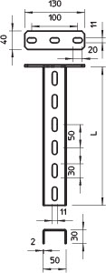 купить Стойка потолочная US 3 400мм гор. цинк US 3 K 40 FT OBO 6342355