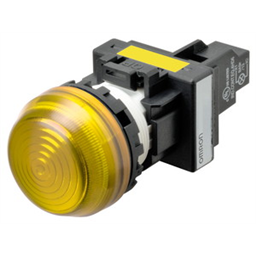 купить M22N-BG-TYA-YE Omron Indicator (Cylindrical 22-dia.), Cylindrical type (22/25 mm dia.), Plastic semi-spherical, Lighted, LED, Yellow, 200 VAC, Screw terminal (M3.5), IP66