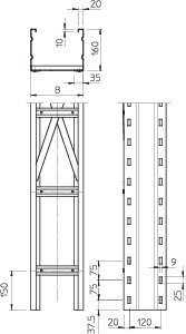 купить Лоток лестничный 500х160 L6000 сталь WKLG 1650 VA4571 OBO 6227176