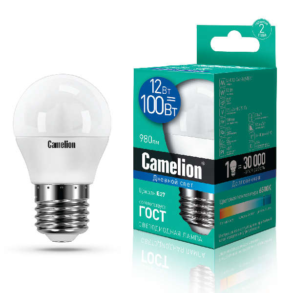 купить Лампа светодиодная LED12-G45/865/E27 12Вт 220В Camelion 13698