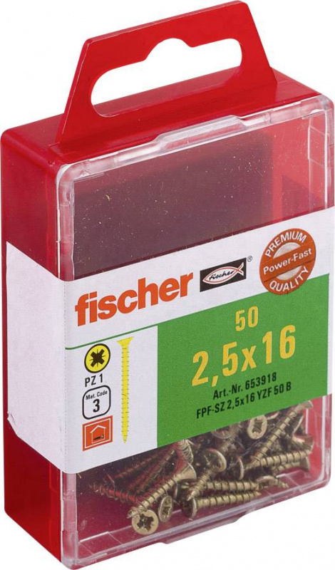 купить Fischer  653918 Senkkopfschrauben 2.5 mm 16 mm Kre
