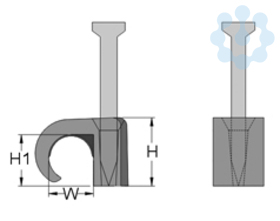 купить Скоба с гвоздем для крепления кабелей круглого сечения 8-12 светло-сер. (уп.100шт) HAUPA 262219