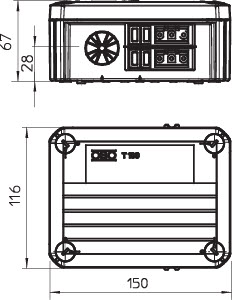 купить Коробка распределительная 150х116х67 T 100 WS 1S4 2S3C OBO 2007874