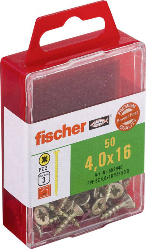 купить Fischer  653940 Senkkopfschrauben 4 mm 16 mm Kreuz