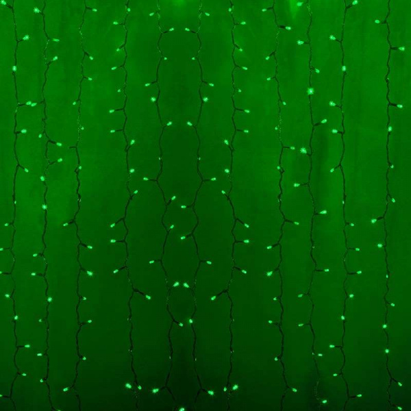 купить Гирлянда "Светодиодный Дождь" 2х1.5м постоянное свечение 360LED зел. 230В провод прозр. Neon-Night 235-304