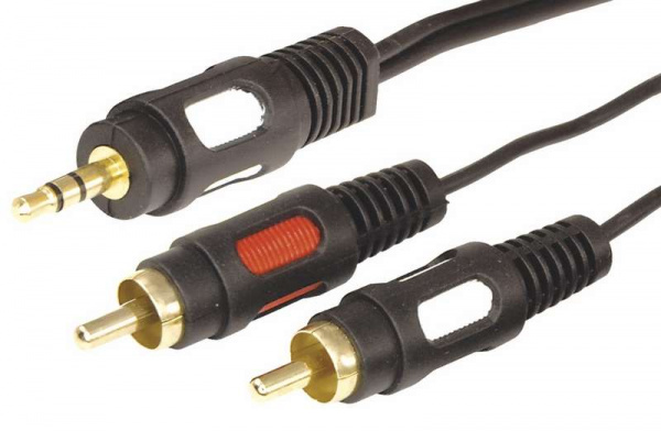 купить Шнур 3.5 Stereo Plug - 2RCA Plug 5м (GOLD) Rexant 17-4235