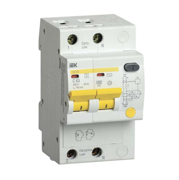 купить Выключатель автоматический дифференциального тока селективный 2п 25А 300мА тип AC АД12S ИЭК MAD13-2-025-C-300
