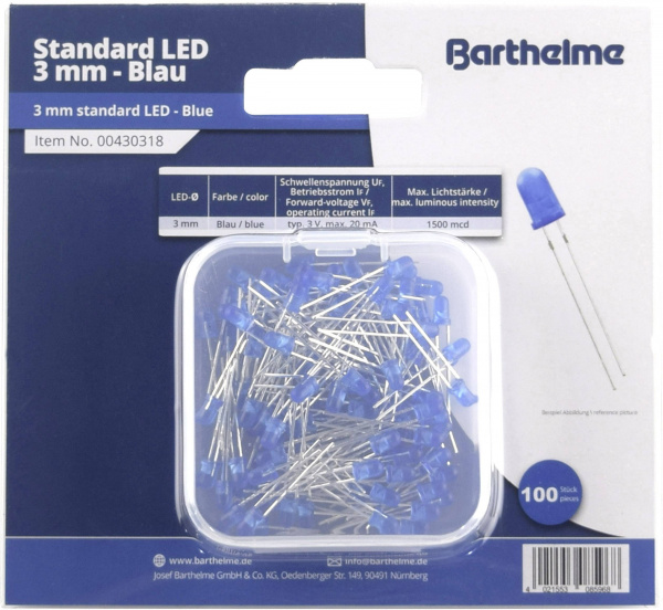 купить Barthelme  LED-Sortiment  Blau Rund 3 mm 1500 mcd