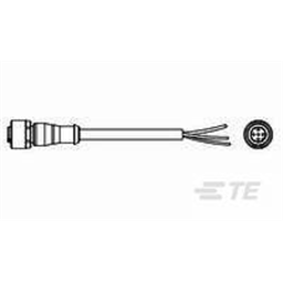 купить 2273029-1 TE Connectivity M12 Cable Assembly Single-Ended Female Straight / 1500 mm PUR Cable, 4 wire / Unshielded
