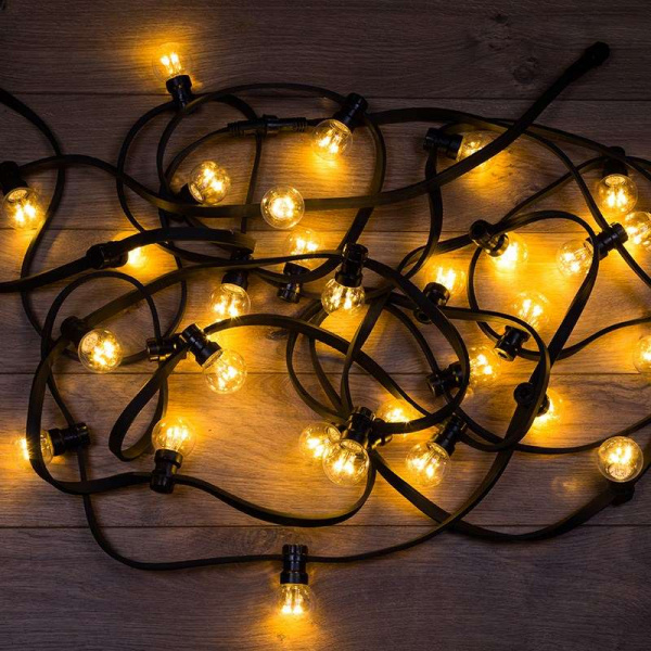 купить Гирлянда "LED Galaxy Bulb String" 10м 6х30LED тепл. бел. IP65 влагостойкая провод черн. каучук Neon-Night 331-326