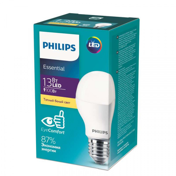 купить Лампа светодиодная ESS LEDBulb 13Вт E27 3000К 230В 1CT/12RCA Philips 929002013687 / 871869964783400