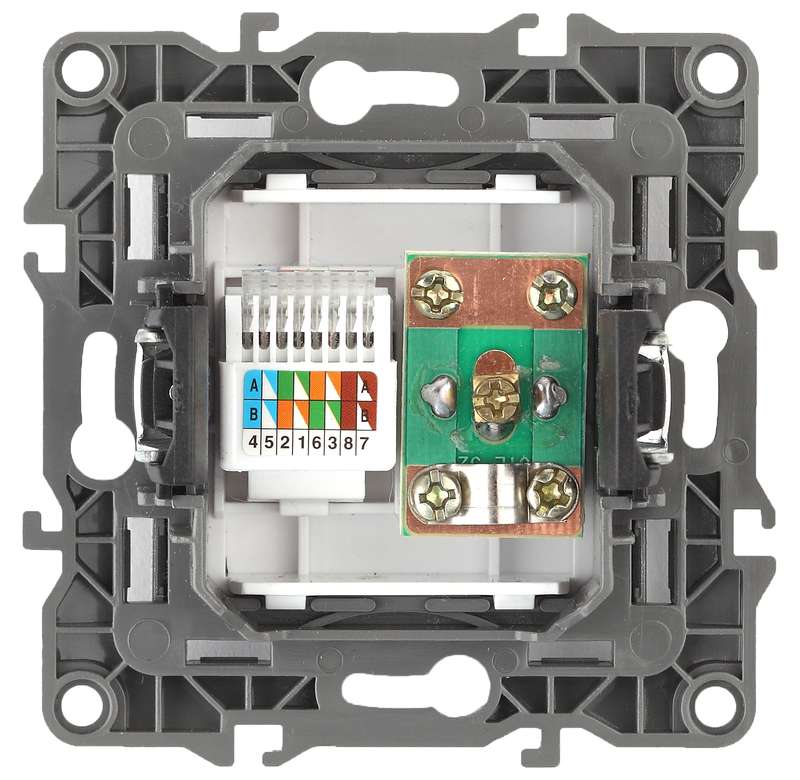 купить Розетка информационная RJ45+TV 12-3110-05 антрацит ЭРА Б0027445