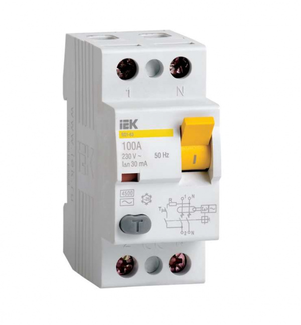 купить Выключатель дифференциального тока (УЗО) 2п 25А 30мА тип AC ВД1-63 ИЭК MDV10-2-025-030