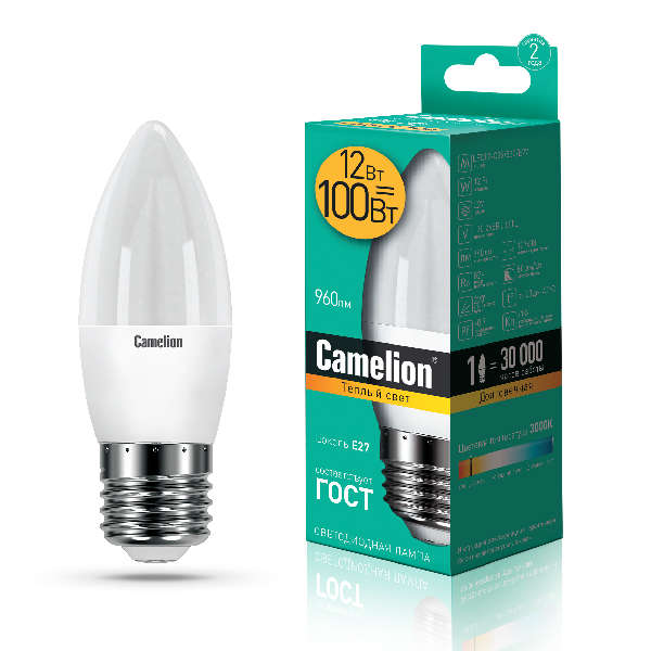 купить Лампа светодиодная LED12-C35/830/E27 12Вт 220В Camelion 13688