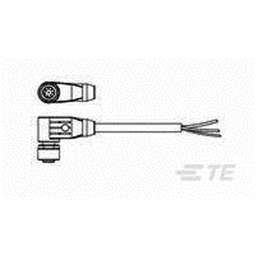 купить 2273103-2 TE Connectivity M12 Cable Assembly Single-Ended Female Right Angle / 3000 mm PUR Cable, 8 wire / Shielded