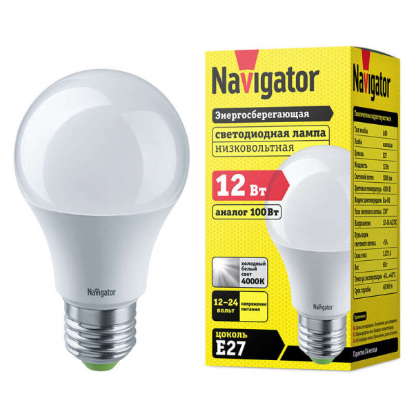 купить Лампа светодиодная 61 477 NLL-A60-12-12/24-4K-E27 Navigator 61477