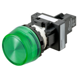 купить M22N-BP-TGA-GA Omron Indicator (Cylindrical 22-dia.), Cylindrical type (22/25 mm dia.), Plastic projected, Lighted, LED, Green, 6 VAC/VDC, Screw terminal (M3.5), IP66