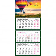 купить Календарь настен,2020,330х730, Полет на воздушном шаре,3 спир,80г/м2,KB