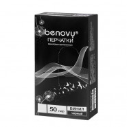 купить Перчатки одноразовые Benovy виниловые черные р-р M (50 пар/уп)
