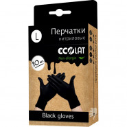 купить Перчатки одноразовые EcoLat нитрил черные р-р L 10 шт./уп.
