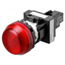 купить M22N-BG-TRA-RA Omron Indicator (Cylindrical 22-dia.), Cylindrical type (22/25 mm dia.), Plastic semi-spherical, Lighted, LED, Red, 6 VAC/VDC, Screw terminal (M3.5), IP66