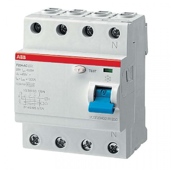 купить Выключатель дифференциального тока (УЗО) 4п 40А 100мА тип AC F204 ABB 2CSF204001R2400