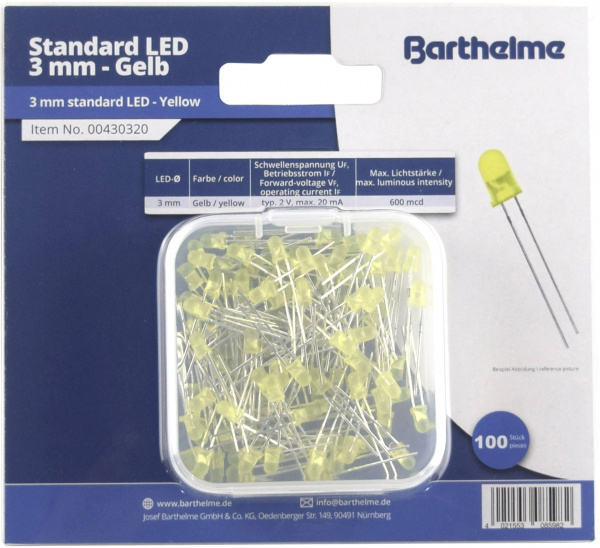 купить Barthelme  LED-Sortiment  Gelb Rund 3 mm 600 mcd 3