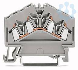 купить Клемма проходная 4-проводн. (0.08-2.5мм) с заземл. сер. (уп.100шт) WAGO 280-646