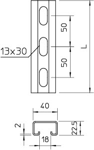 купить Рейка монтажная 6000х40х22.5 CPS 4L 6M V4A (дл.6м) OBO 1121903