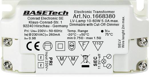 купить Halogen Transformator Basetech MT-60 12 V 10 - 60