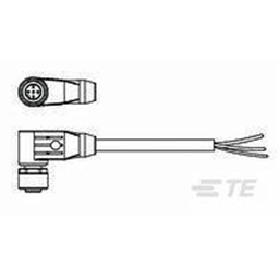 купить 1-2273097-4 TE Connectivity M12 Cable Assembly Single-Ended Female Right Angle / 10000 mm PVC Cable, 3 wire / Shielded