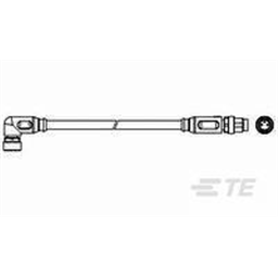 купить 2-2273124-4 TE Connectivity M8 to M8 Cable Assembly Double-Ended Female Right Angle To Straight Male / 1500 mm PUR,PVC Cable, 3 wire / Unshielded