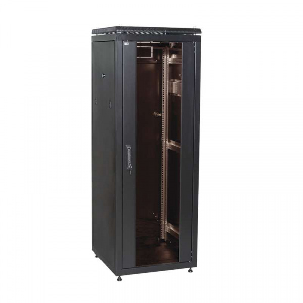 купить Шкаф сетевой 19дюйм LINEA N 28U 600х600мм стеклянная передняя дверь задняя металлическая черн. ITK LN05-28U66-GM