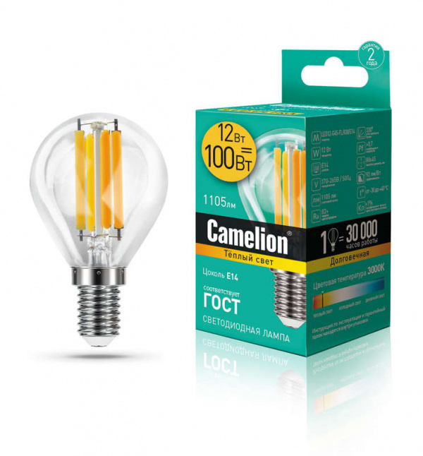 купить Лампа светодиодная LED12-G45-FL/830/E14 12Вт 220В Camelion 13712