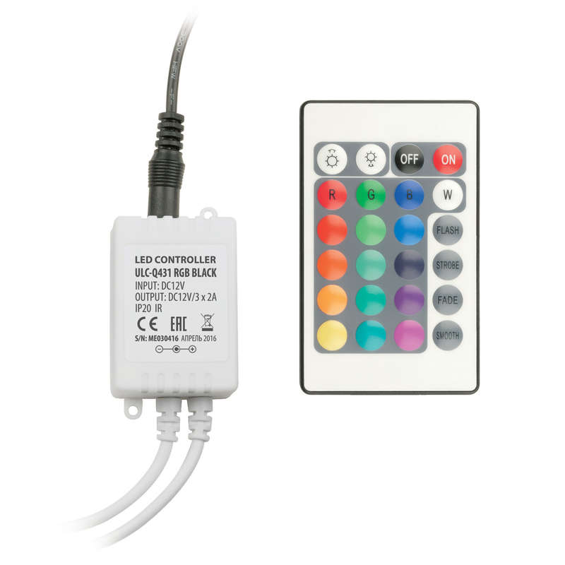 купить Контроллер ULC-Q431 RGB BLACK для управления светодиод. RGB лентами 12В с пультом ДУ ИК Volpe UL-00001113