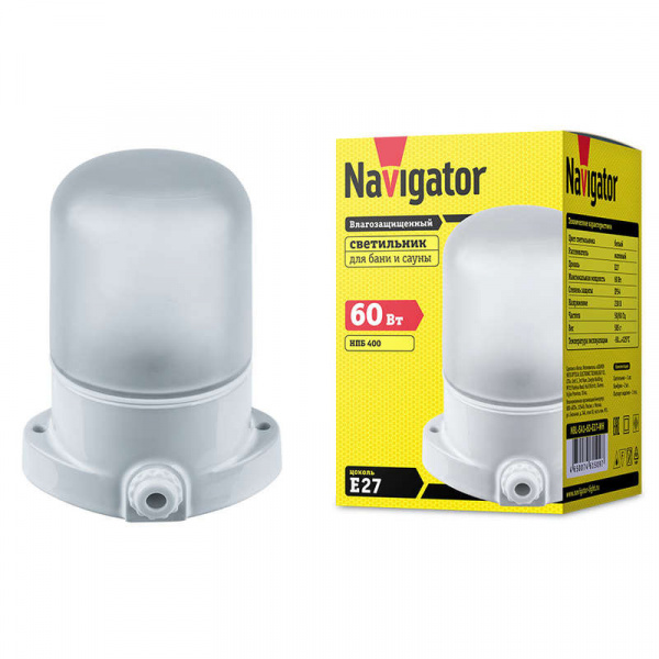 купить Светильник 61 509 NBL-SA1-60-E27-WH (НПБ 400 для сауны) Navigator 61509