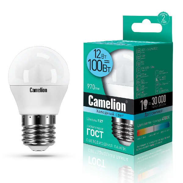 купить Лампа светодиодная LED12-G45/845/E27 12Вт 220В Camelion 13696