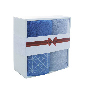 купить Набор махровых полотенец Лозанна 70х130 1шт, 50х80 1шт, в короб синее/серое