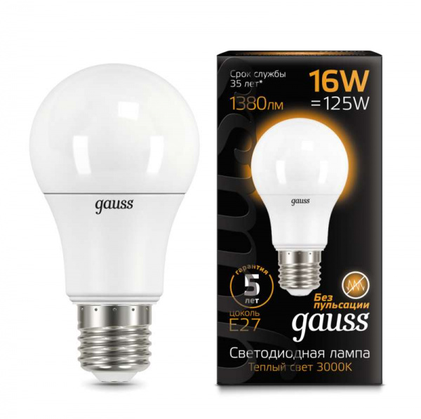 купить Лампа светодиодная Led A60 16Вт E27 3000К Gauss 102502116