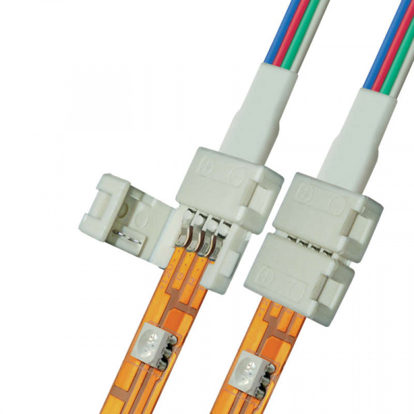 купить Коннектор (провод) UCX-SD4/B20-RGB WHITE 020 POLYBAG для соединения светодиодных лент 5050 RGB с блоком питания 4 контакта IP20 бел. (уп.20шт) Uniel 06610