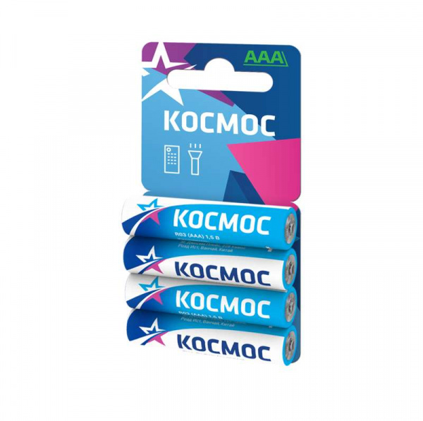 купить Элемент питания солевой R03 4хBL (блист.4шт) Космос KOCR034BL