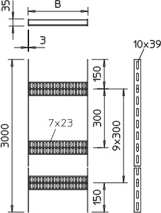 купить Лоток лестничный для судостроения 600х35 L3000 сталь 3мм SLZ L 600 SG OBO 7098044