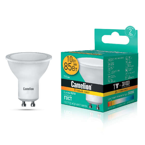 купить Лампа светодиодная LED10-GU10/830/GU10 10Вт 220В Camelion 13682