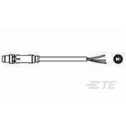 купить 2273006-2 TE Connectivity M8 Cable Assembly Single-Ended Male Straight / 3000 mm PUR Cable, 4 wire / Shielded