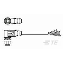 купить 2273096-1 TE Connectivity M12 Cable Assembly Single-Ended Male Right Angle / 1500 mm PVC Cable, 3 wire / Shielded